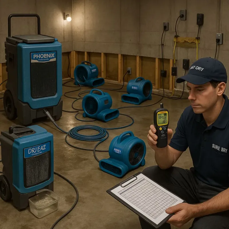 Structural Drying and Dehumidification process in Las Lomas, TX